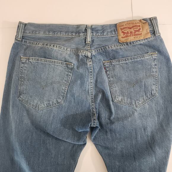 Levi's 501 Button‎ Fly Mens Distressed Jeans Size 34x32 - Picture 7 of 7